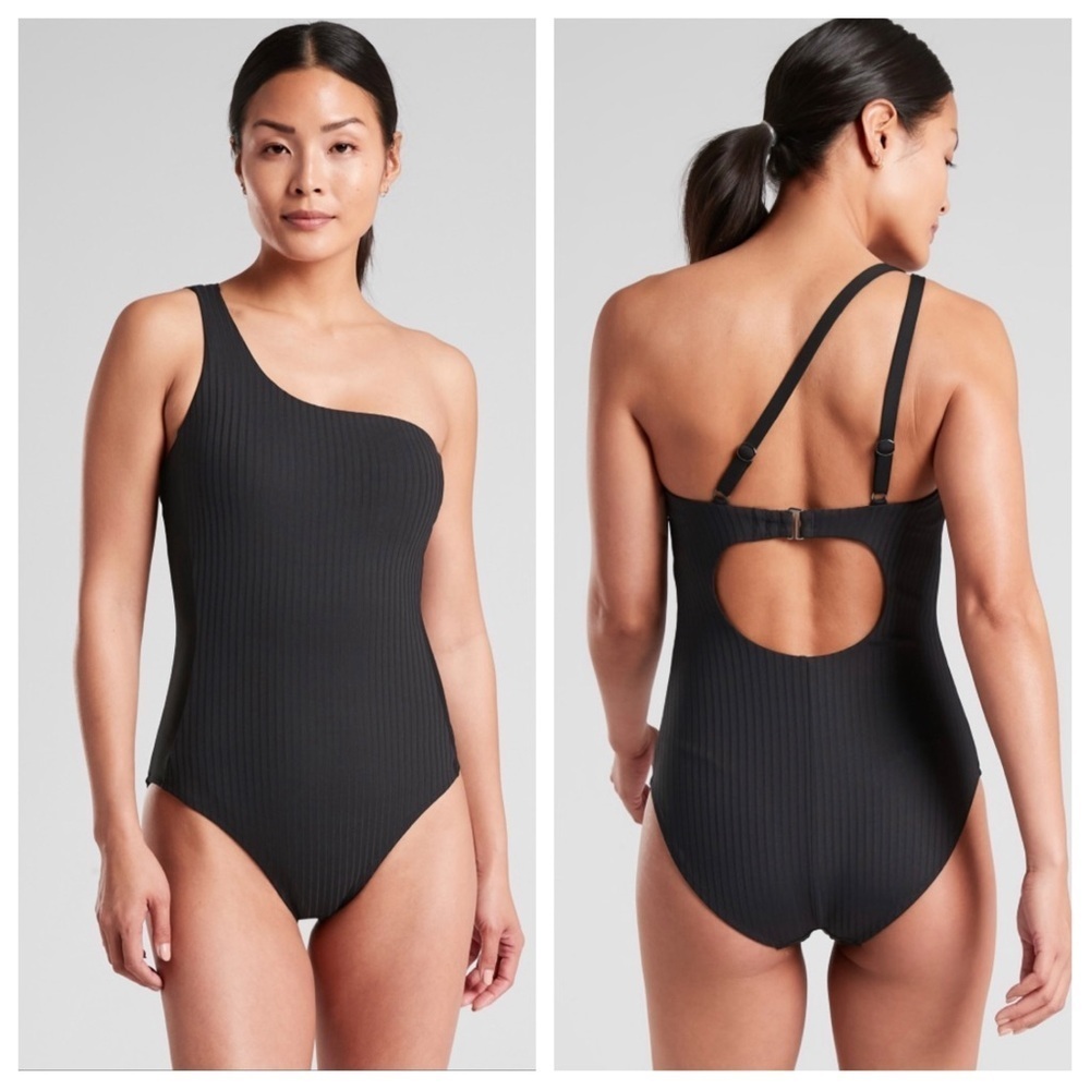 Athleta Rib Asym One Piece Swimsuit One Shoulder Ribbed Asymmetrical Strap XS